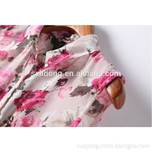 woman flower print shirt sleeveless elegant top